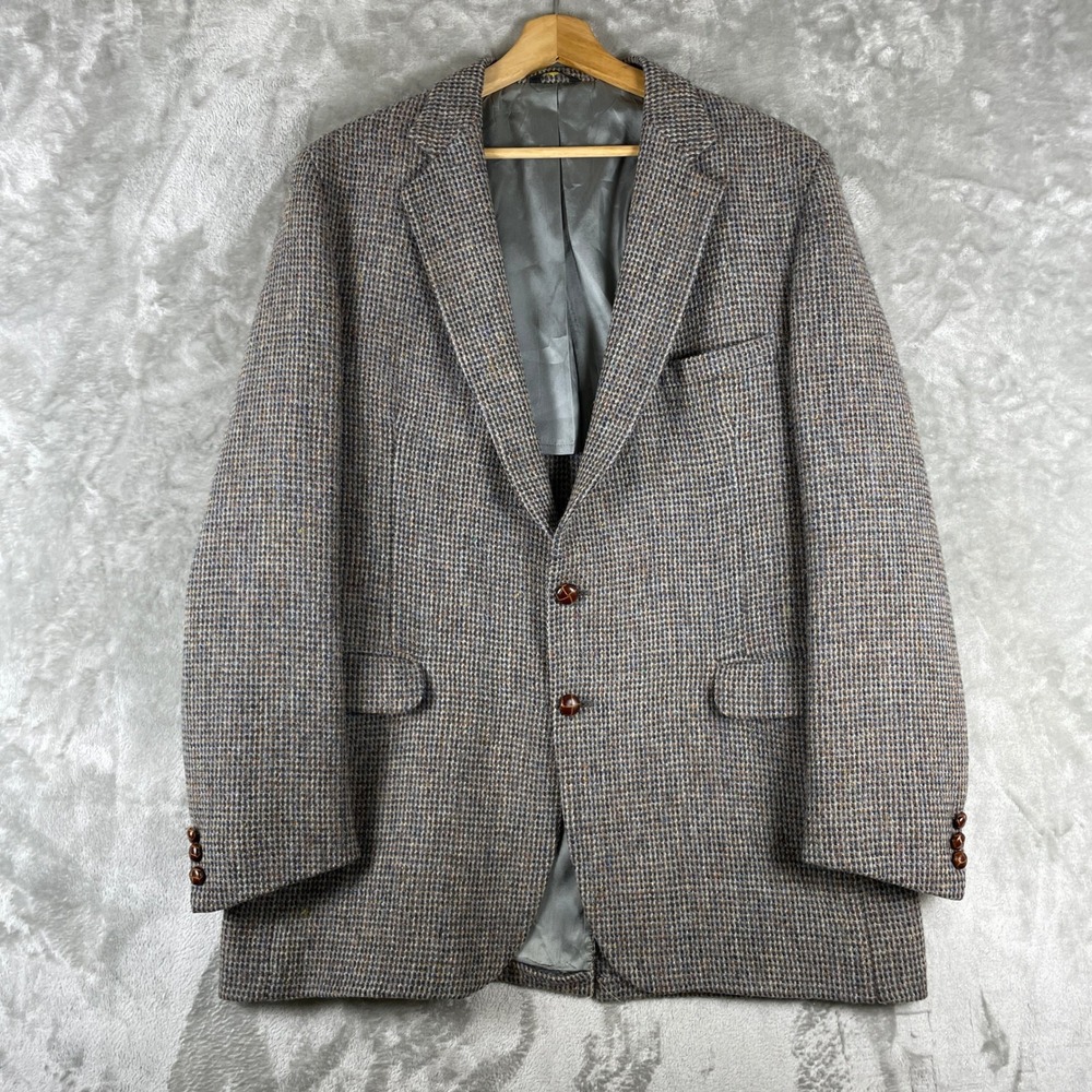 Vintage Harris Tweed Sport Coat Mens 46 Handwoven Scottish Wool Blazer Jacket
